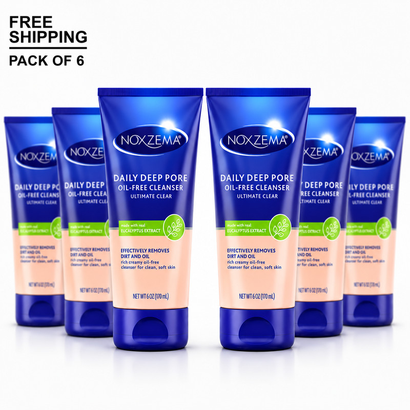 Noxzema Daily Deep Pore Cleanser 6 Pack Oil Free Face Wash 6 Oz