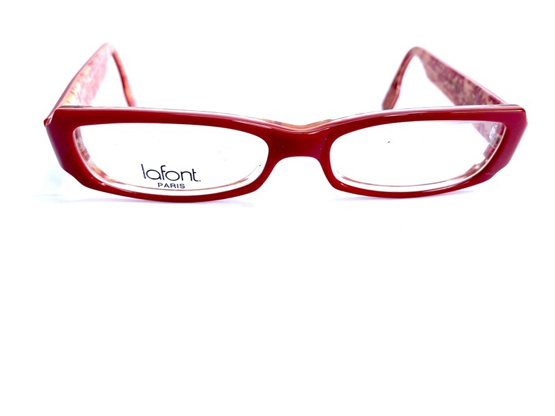 New Jean Lafont Titanium Red Rectangle Eyeglasses France Valentine 611 51 14 140