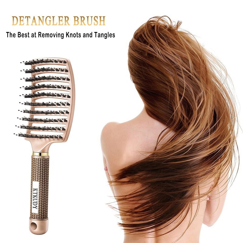 Pain-Free Gold Detangling Brush - Ideal for All Hair Types & Tangle-Free Beauty gallery