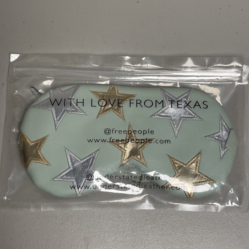 Free People Understated Cooling Starry Eye Mask Leather Gold Silver Star