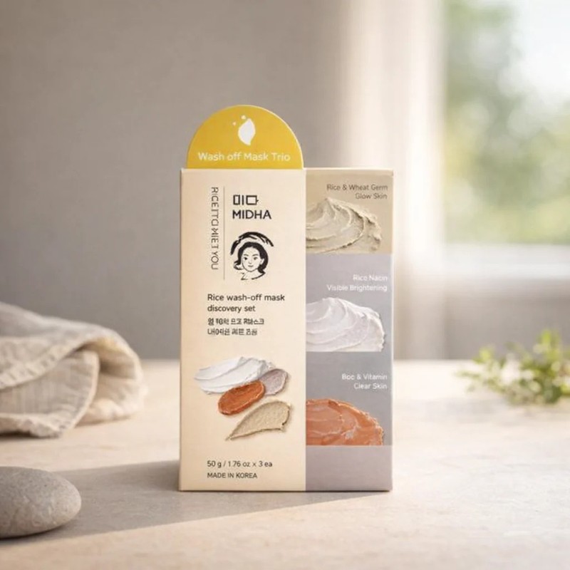 Brightening & Hydrating | Rice Wash-Off Mask Trio by MIDHA – 5.28 fl oz