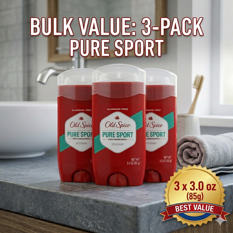 3 Pack Old Spice Deodorant for Men, Aluminum Free, Pure Sport 3.0 oz.