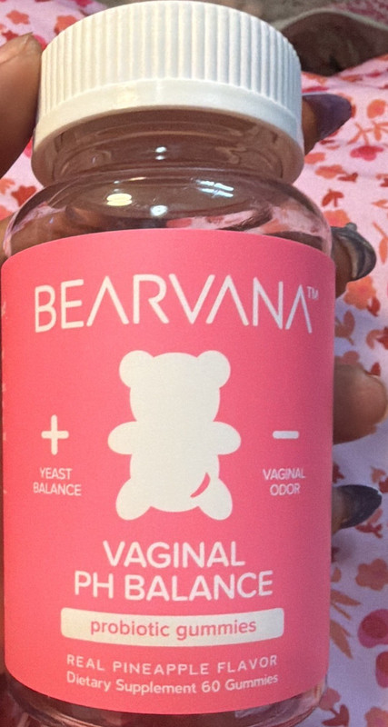 Bearvana Vaginal PH Balance Probiotic Gummies Pineapple Flavor Vegan 60 Count
