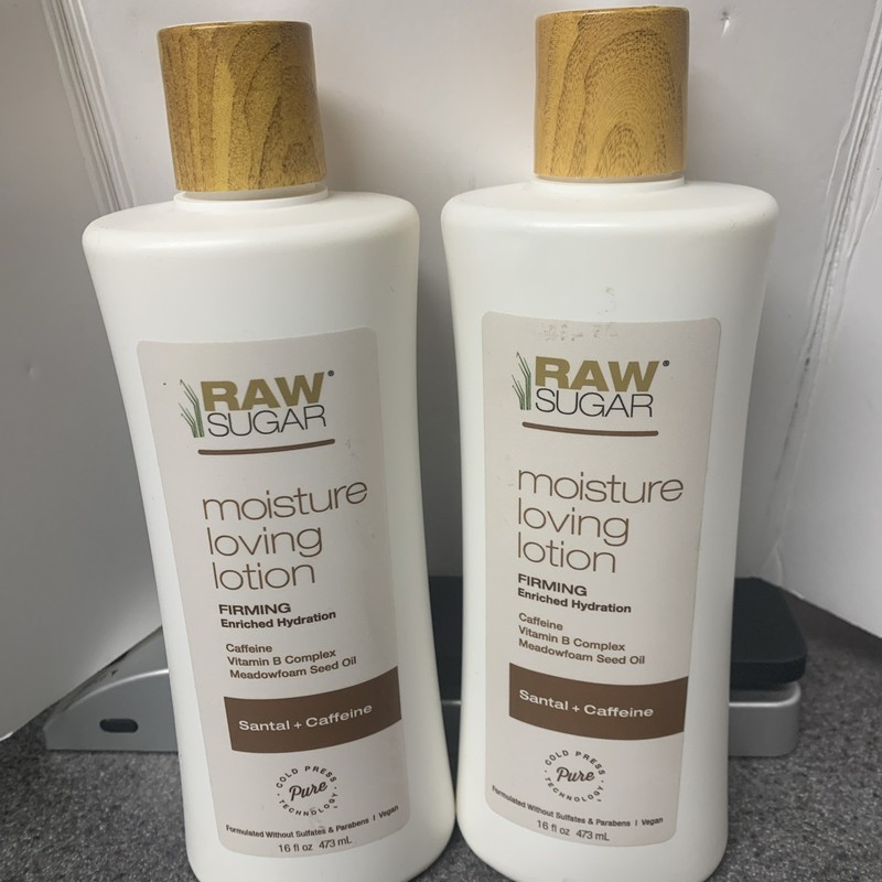 2 Pack Lot Raw Sugar Moisture Loving Firming Lotion Santal + Caffeine – 16 fl oz