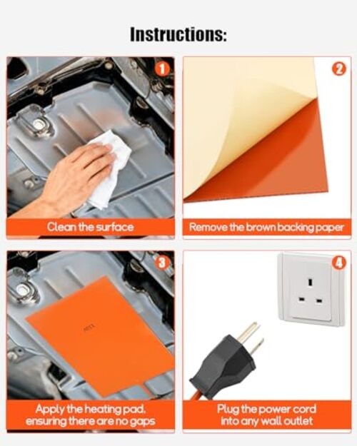 Car Engine Silicone Heating Pad 120v, 300w 6x8 Inch Universal Engine 2 Pcs gallery