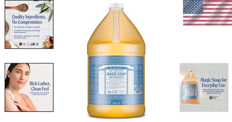 Pure-Castile Magic Soap, 1 Gallon Unscented - Gentle for Babies & Sensitive Skin gallery