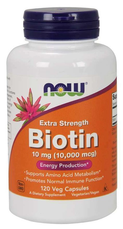 NOW Foods Biotin 10 mg 10,000mcg Extra Strength Veg Capsules 04/2025EXP 10000