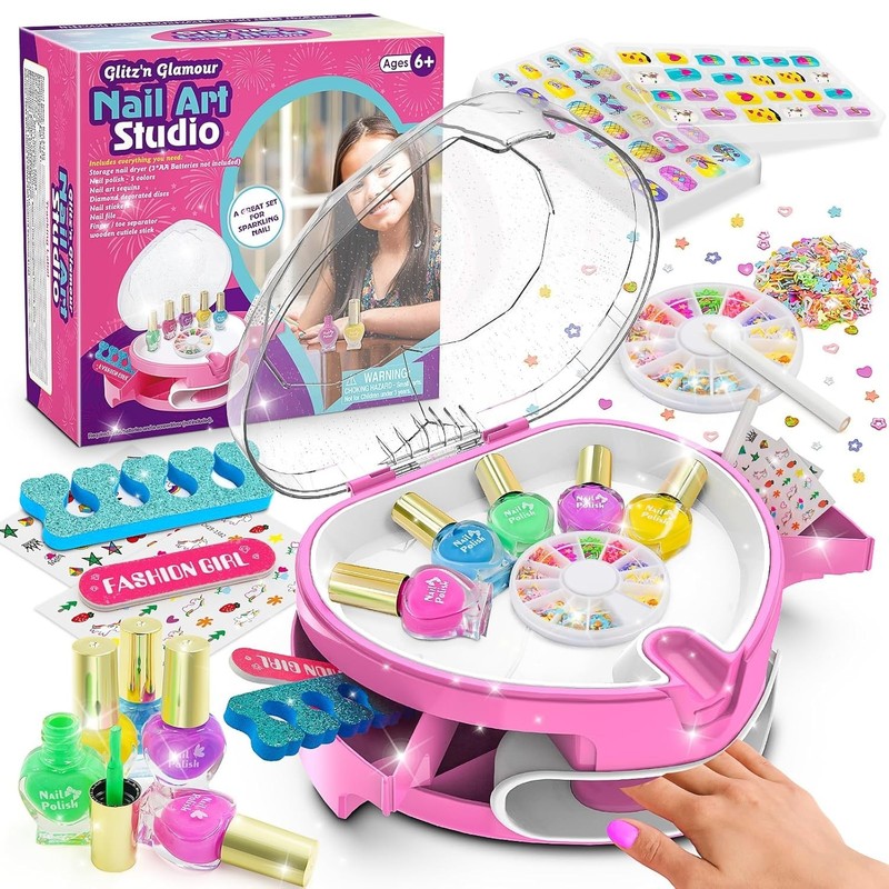 Kids Nail Polish Set For Girls All-in-One Nail Art Kit For Kids With ‌Nail Dry