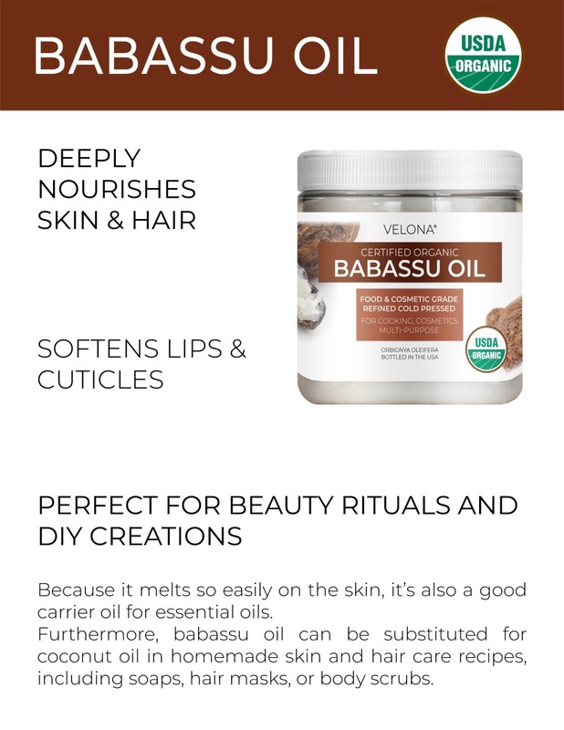 Velona Babassu Oil USDA Certified Organic 4 oz Food, Cosmetic Grade Cold Pressed gallery