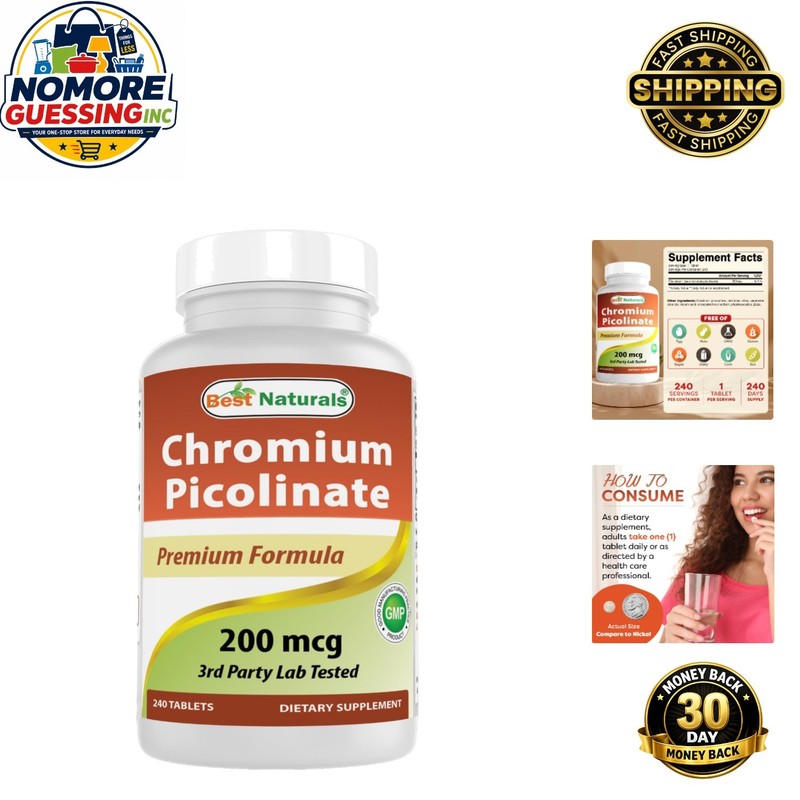 240 Count Chromium Picolinate Tablets 200 mcg – Pure Weight Management Support