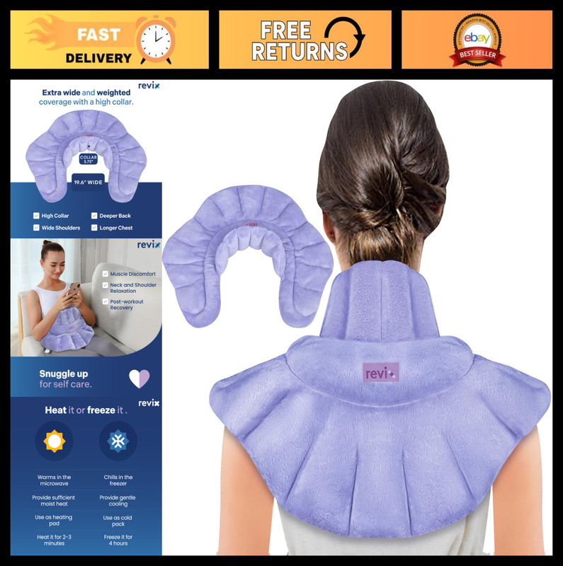 Microwave Heating Pad for Neck, Shoulders & Back – Moist Heat, Weighted Wrap, Sc