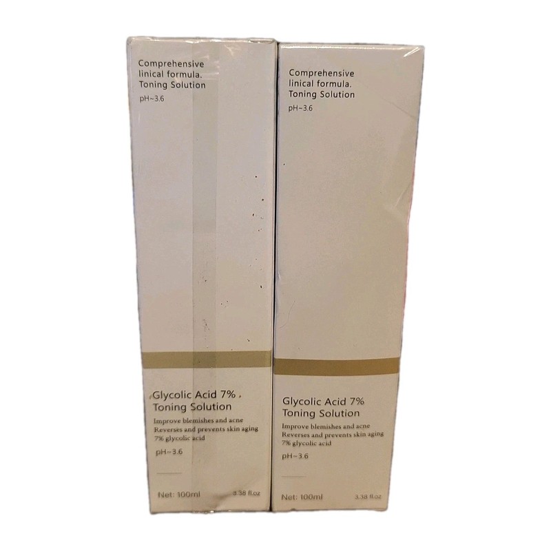 Glycolic Acid 7% Toning Solution. 100 ml 3.38 fl oz, 2 Pack, Sealed, Exp 2027