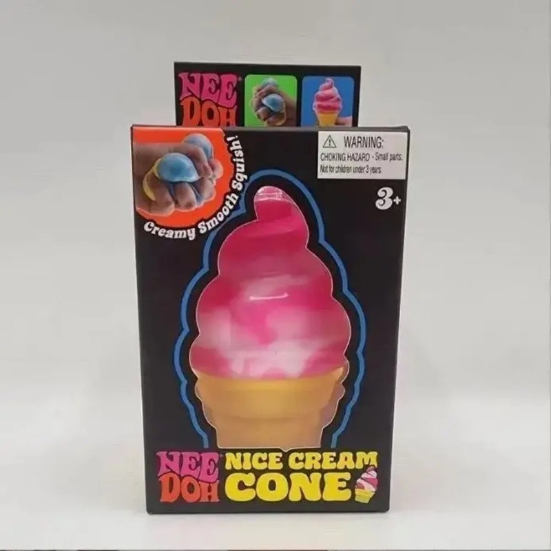 PINK NeeDoh NICE CREAM CONE Ice Cream Swirl Squishy Toy NEE DOH Stress Ball gallery