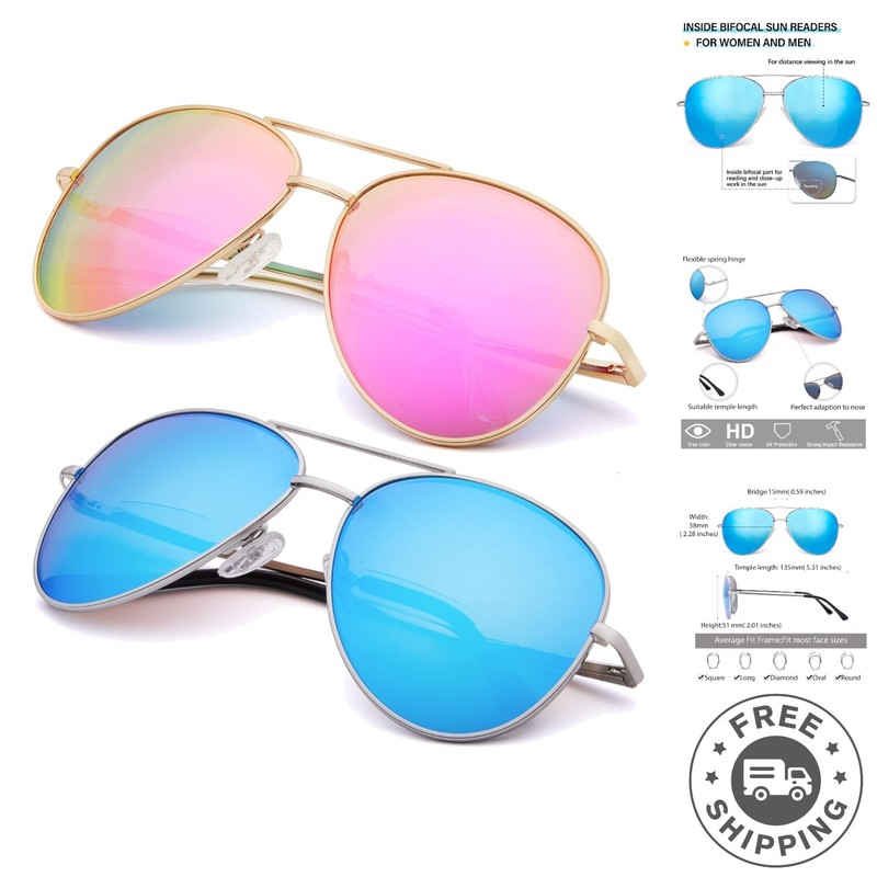 Luxury 2 Pair Bifocal Reading Sunglasses with UV400 Protection for Outdoor Use
