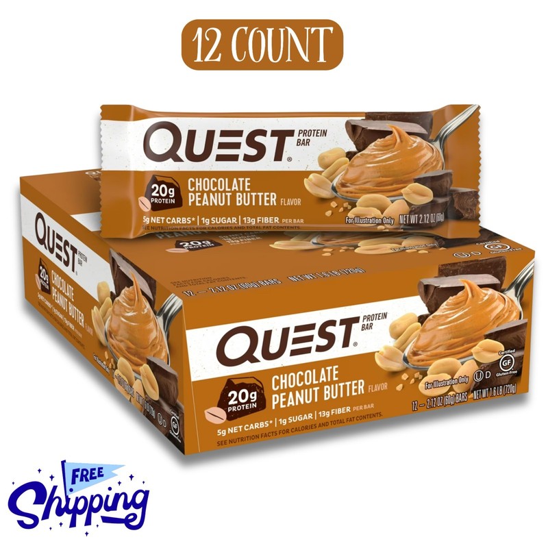 Quest Protein Bar Keto Bars, Chocolate Peanut Butter, 20g Protein, 12 Ct, New