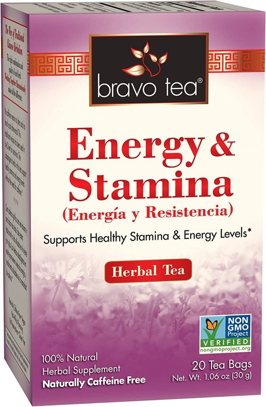 Bravo Tea Energy and Stamina Herbal Supplement Caffeine Free Tea Bags 20 Count