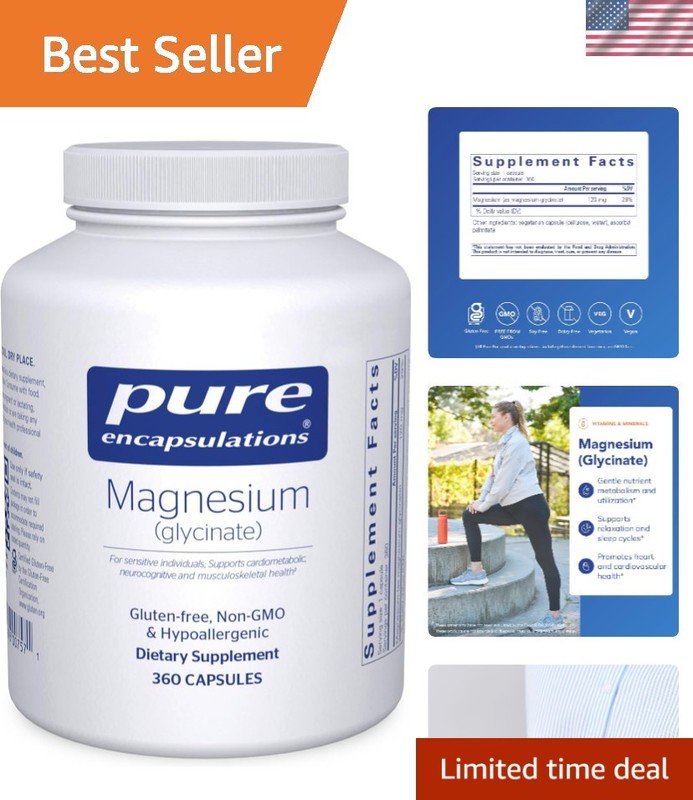360 Capsules of Magnesium Glycinate – Supports Relaxation, Muscle & Heart Health