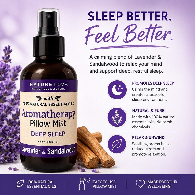 Nature Love 4 oz Aromatherapy Mist Lavender & Sandalwood Deep Sleep Lot Of 2