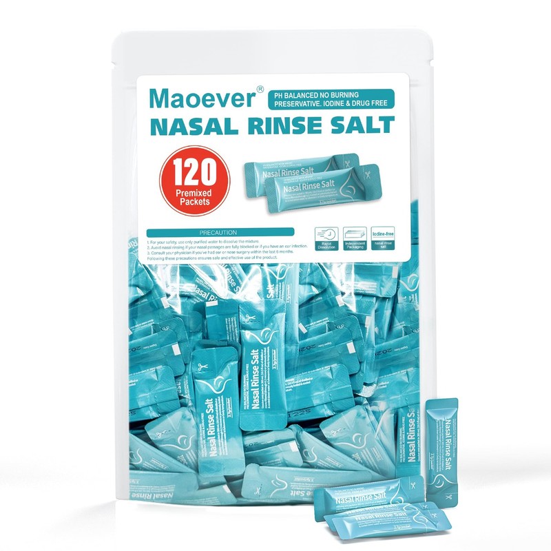 Saline Packets 120 Individually Wrapped pH-Balanced for Neti Pots – Sinus Relief