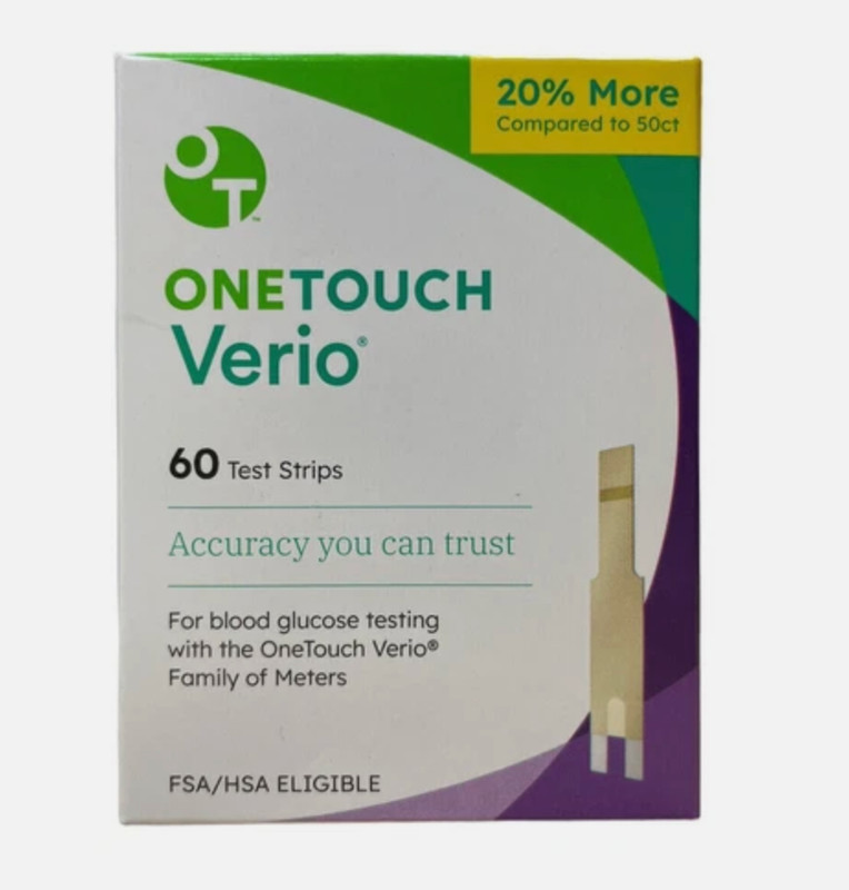 OneTouch Verio Blood Glucose Test Strips Box of 60 Pieces (024-269) 10/2027