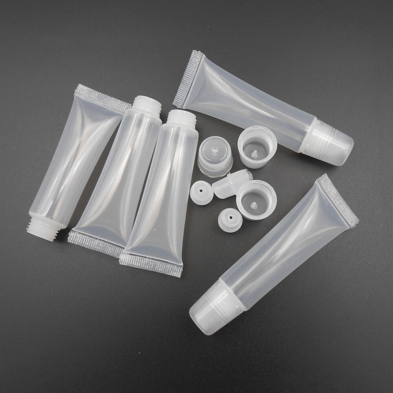 10X 12ML Screw Cap Bottles Squeeze Lip Gloss Balm Tube Plastic Lipstick 90MMX2CM
