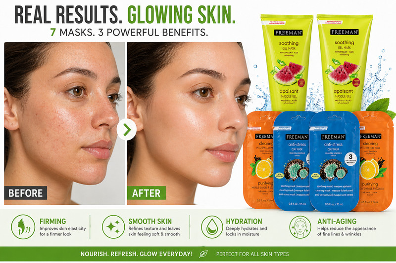 Freeman Face Mask 2 X 3 Set Pack Soothing Clearing Anti-Stress Skincare NEW gallery
