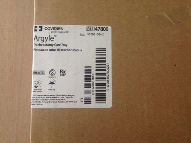 Cardinal Health Argyle Tracheostomy Care Tray Case of 20 #47800 14 piece kit