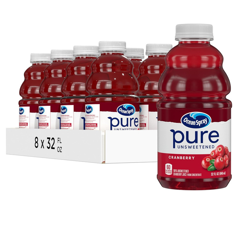 ® Pure Unsweetened Cranberry, 100% Cranberry Juice from Concentrate, 32 Fl Oz Bo