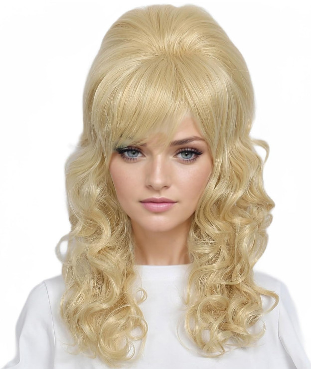 Short Wavy Auburn Curly Wig Orange Red Big Bouffant Beehive Wigs for Women