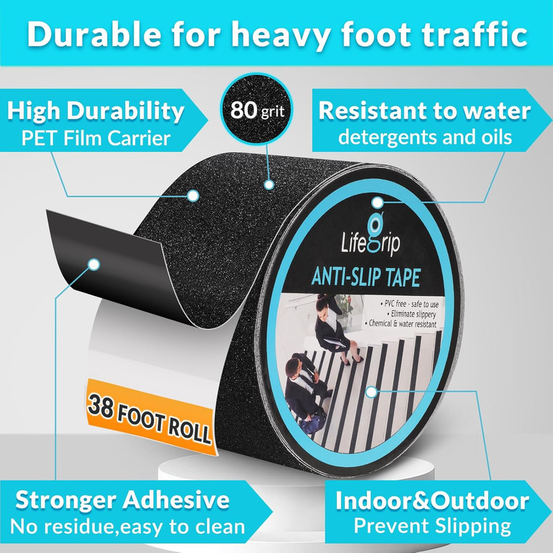 Lifegrip anti Slip Traction Tape, 4 Inch X 38 Foot - Best Grip, Friction, Abrasi gallery