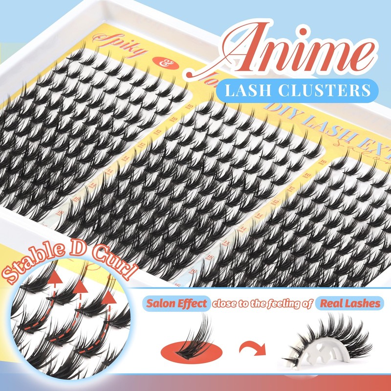 Manga Lash Clusters Kit Spiky Anime Cluster Eyelash Extensions 270Pcs D Curl ... gallery