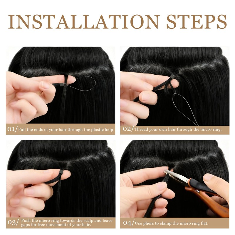 Eliysako Remy-Hair Microlink Hair Extensions Human Hair Micro Bead 14Inch gallery