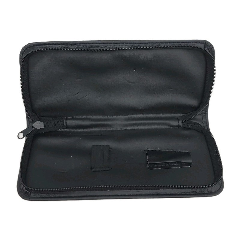 MISSUM Black Faux Leather Zippered Travel Case Pouch for Scissors/Shears