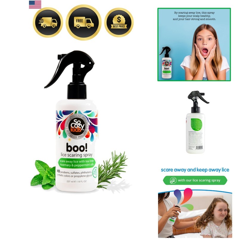 Boo Lice Scaring Spray For Kids Hair, Effective Lice Treatment 8 Fl Oz Clinic…