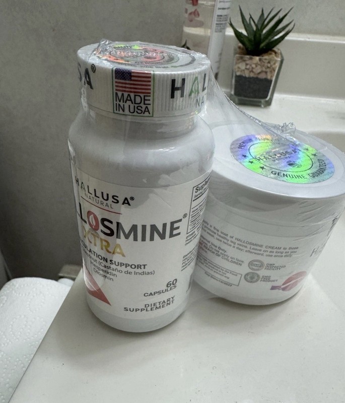 Hallosmine Xtra 850mg Blend Diosmin + FREE Hallosmine Cream 4oz, 60 Caps