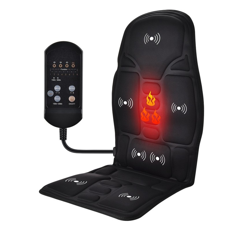 Full Body Electric Heating Massage Mat w/Heat Vibration Back Cushion Massage Pad