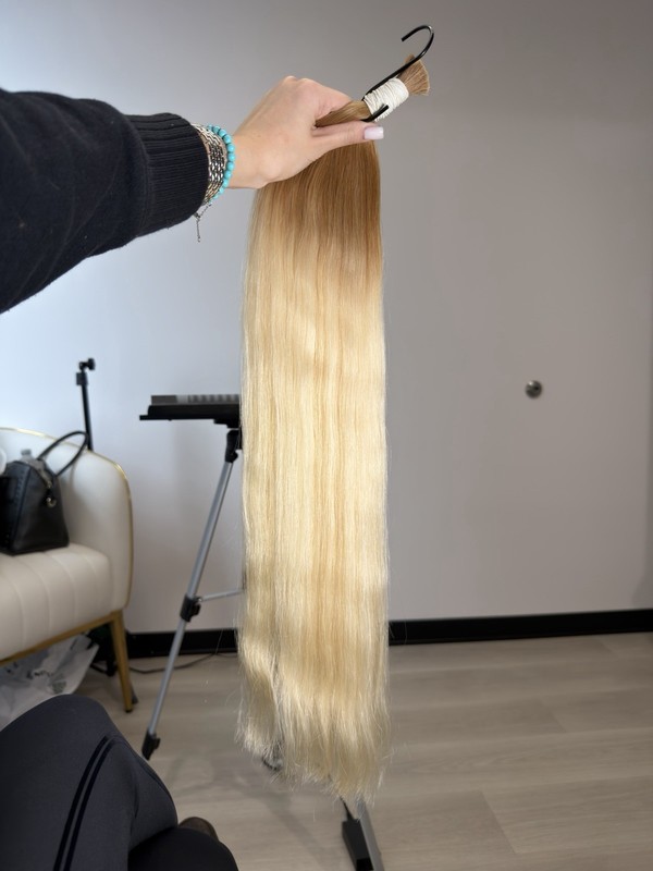 Ombré Blond Straight Human Hair Extension bulk 65cm 91g