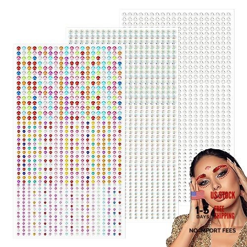 2700 PCS Face Gems Self-Adhesive Face Jewels for Makeup – 3/4/5 mm