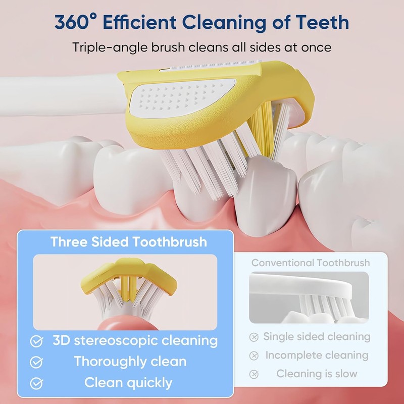 Soft Toddler Toothbrushes Efficient 3 Sided Toothbrush Baby Toothbrush 12 Months gallery