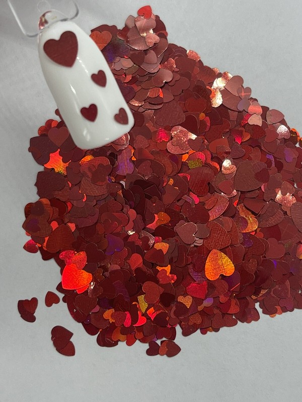 Valentine’s Red Hearts 2 sizes Nail Glitter Mix | 1 TSP | Nail Art & Acrylic