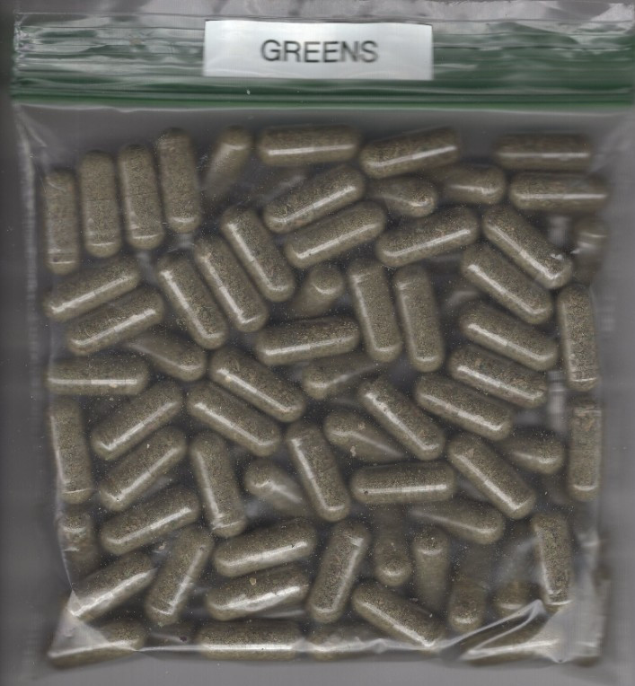 100 Capsules – Dehydrated Greens • Pure Ground Greens Powder in Easy-to-Take Cap