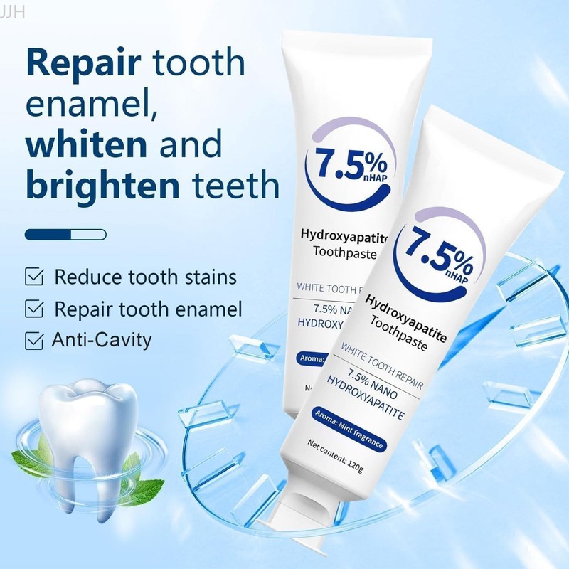 2 Pasta Dental con 7.5% Nano Hidroxiapatita Sin Fluor 4oz Blanqueadora New-