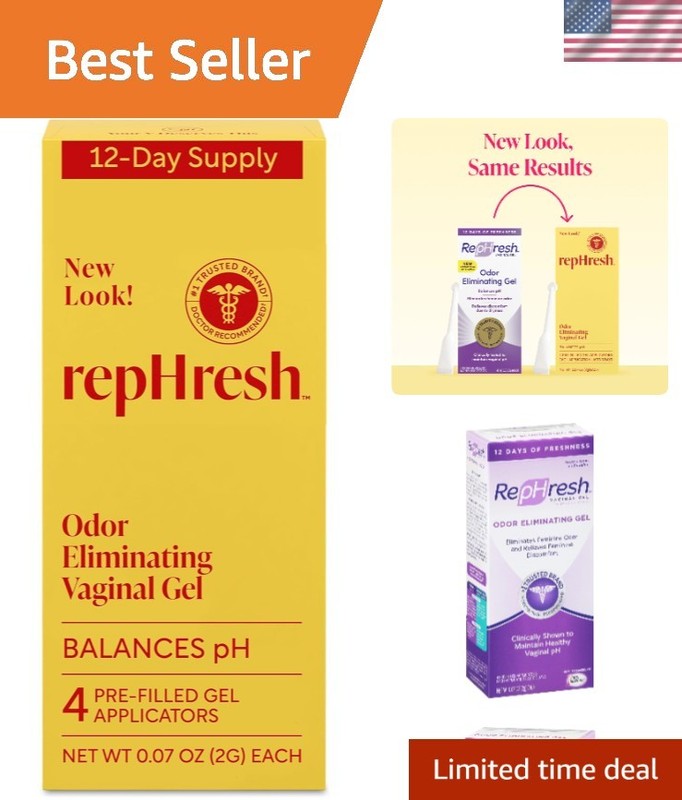 Odor Eliminating Vaginal Gel, Feminine Care pH Balance for Women, 4 Count 0.7oz