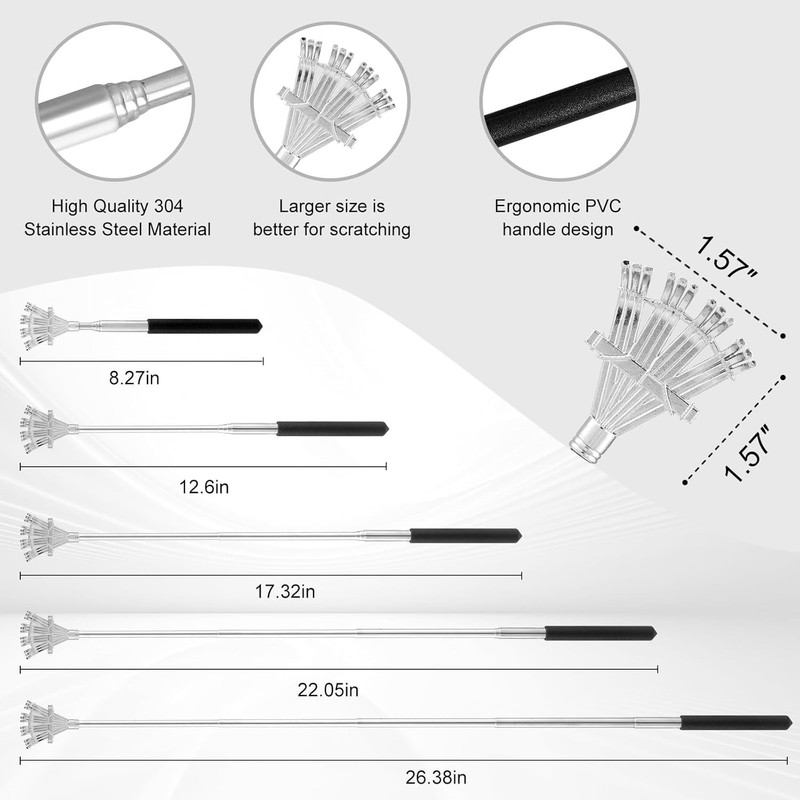 XKOS 4-Pack Telescoping Back Scratcher with Rubber Handles & Box Black gallery