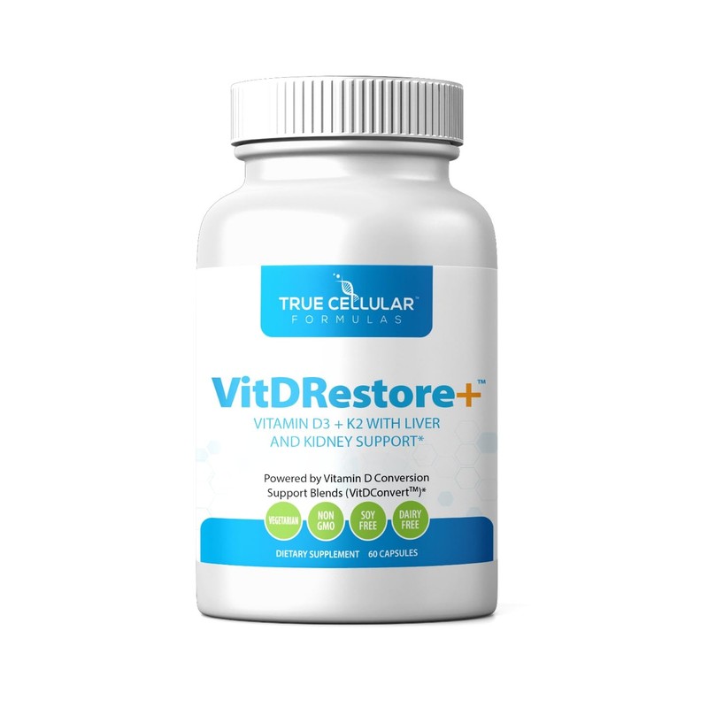 True Cellular Formulas VITDRestore+™ Vitamin D3 + K2 with Liver and Kidney S…