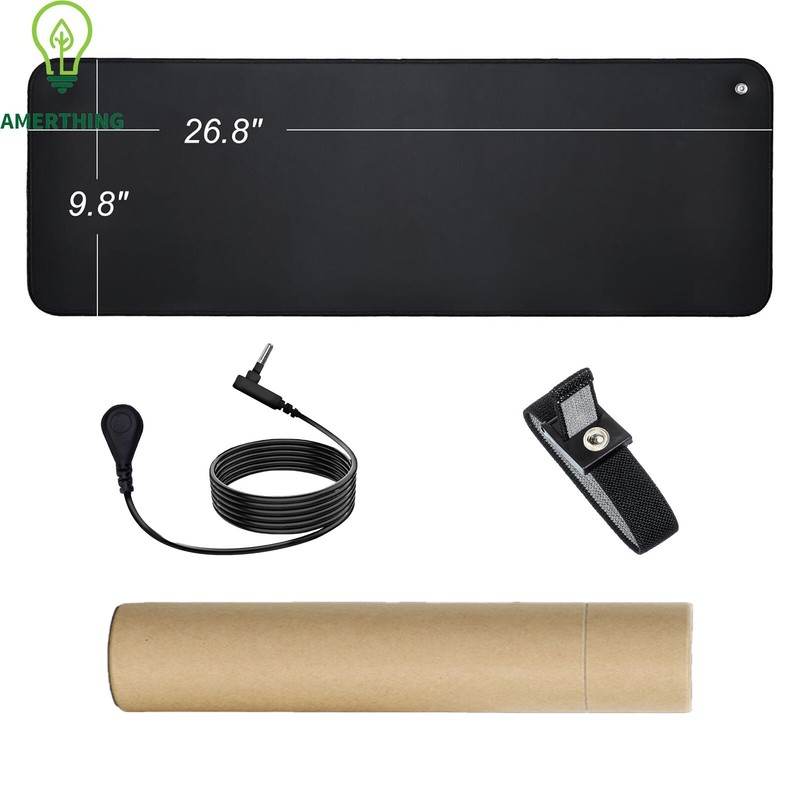 Grounding Mat Kit 9.8″x26.8″ w/ 15ft Cord – Earthing Therapy for Sleep & Pain