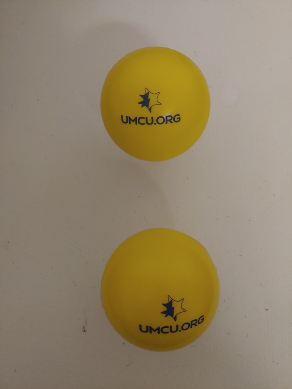 Yellow Stress relief Balls (2) With Blue Logo