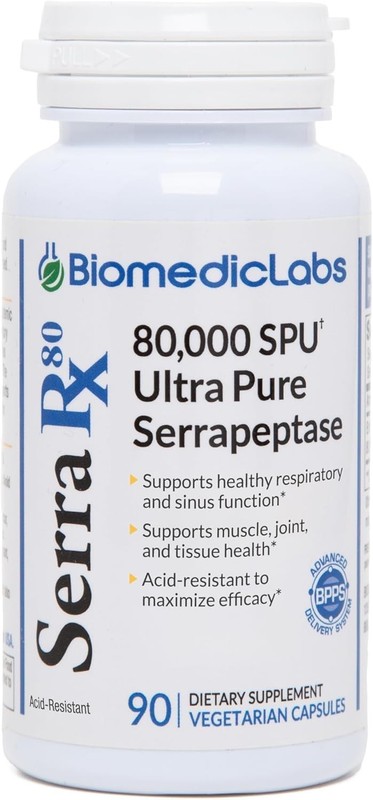 Serra-RX 80,000 SPU Serrapeptase – Limited TIME Offer – Enteric Coated