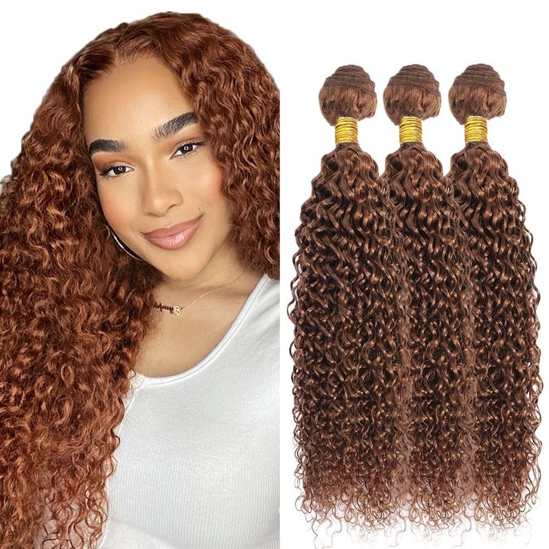 Hydtxc Human Hair Bundles 10 12 14 Inch Dark Brown Color 30 Water Wave Bundles