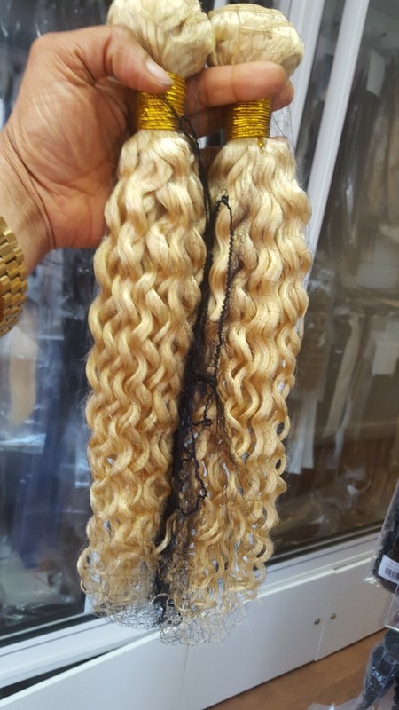 12A 613# Bleach Blonde Brazilian Human Hair Bundles WATER WAVE 200g 18+18INCHES